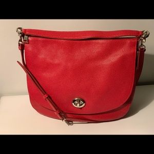 COACH FRONT FLAP TURNLOCK HOBO Leather Handbag